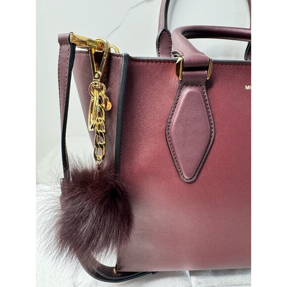 Michael Kors Collection GRACIE Tote Burgundy Leather + Python Embossed Wallet - Picture 3 of 16